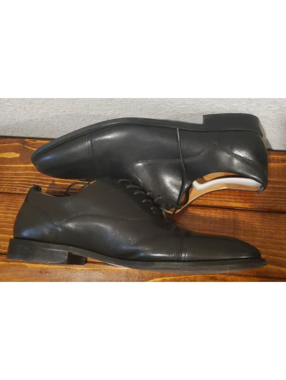 Brooks Brothers Mens Black Leather Cap Toe Oxford Dress Shoes 11 D Made in USA